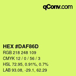 颜色代码: HEX #DAF86D | qconv.com
