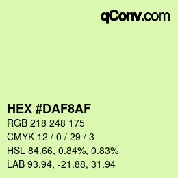 Color code: HEX #DAF8AF | qconv.com