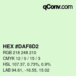 Color code: HEX #DAF8D2 | qconv.com