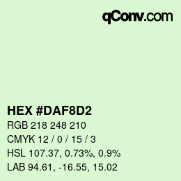 Color code: HEX #DAF8D2 | qconv.com