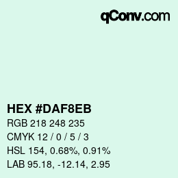 Color code: HEX #DAF8EB | qconv.com