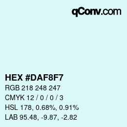 Color code: HEX #DAF8F7 | qconv.com