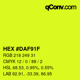 Color code: HEX #DAF91F | qconv.com