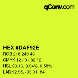 Color code: HEX #DAF92E | qconv.com