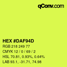 颜色代码: HEX #DAF94D | qconv.com