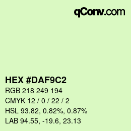 Color code: HEX #DAF9C2 | qconv.com