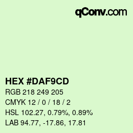 Color code: HEX #DAF9CD | qconv.com