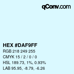 颜色代码: HEX #DAF9FF | qconv.com