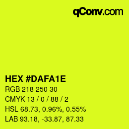 Color code: HEX #DAFA1E | qconv.com