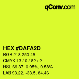 カラーコード: HEX #DAFA2D | qconv.com