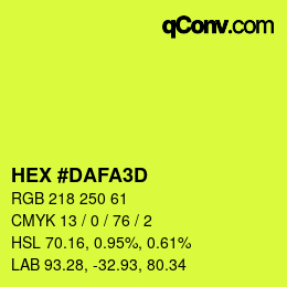 Color code: HEX #DAFA3D | qconv.com