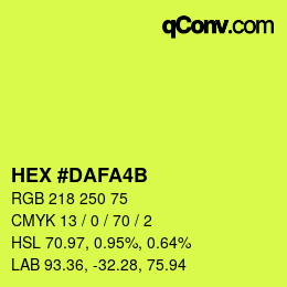 Color code: HEX #DAFA4B | qconv.com