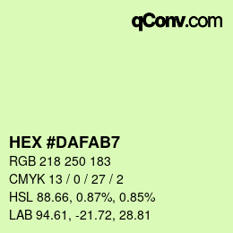 颜色代码: HEX #DAFAB7 | qconv.com