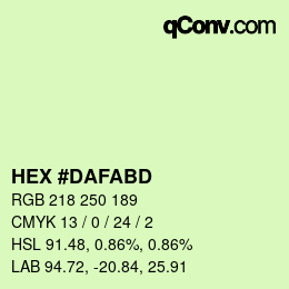 颜色代码: HEX #DAFABD | qconv.com