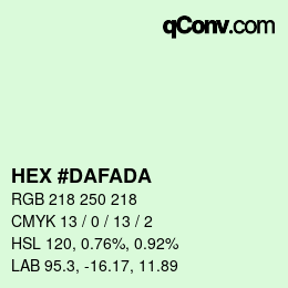 Color code: HEX #DAFADA | qconv.com