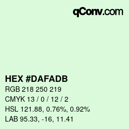Código de color: HEX #DAFADB | qconv.com