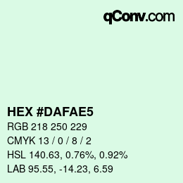 Color code: HEX #DAFAE5 | qconv.com