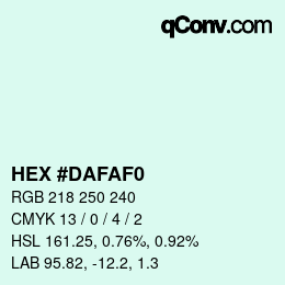カラーコード: HEX #DAFAF0 | qconv.com