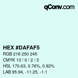 カラーコード: HEX #DAFAF5 | qconv.com
