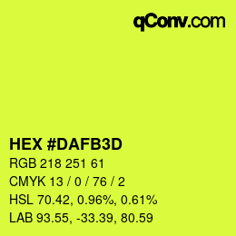 颜色代码: HEX #DAFB3D | qconv.com