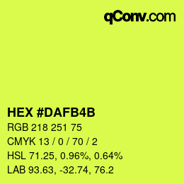 Farbcode: HEX #DAFB4B | qconv.com