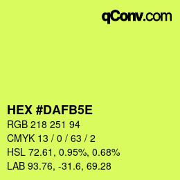 カラーコード: HEX #DAFB5E | qconv.com