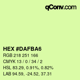 カラーコード: HEX #DAFBA6 | qconv.com