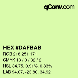 Color code: HEX #DAFBAB | qconv.com