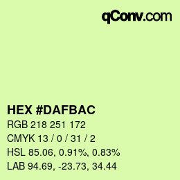 Color code: HEX #DAFBAC | qconv.com