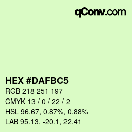 カラーコード: HEX #DAFBC5 | qconv.com