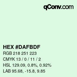 Color code: HEX #DAFBDF | qconv.com