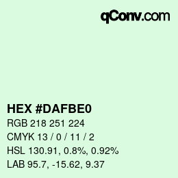 Color code: HEX #DAFBE0 | qconv.com
