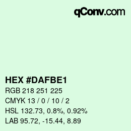 Color code: HEX #DAFBE1 | qconv.com