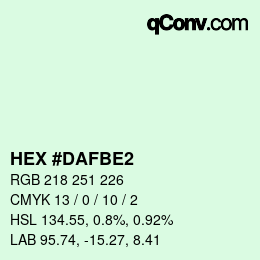 カラーコード: HEX #DAFBE2 | qconv.com
