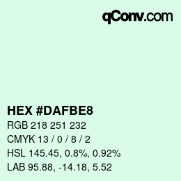 Color code: HEX #DAFBE8 | qconv.com