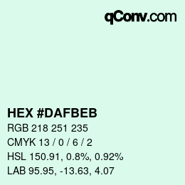 カラーコード: HEX #DAFBEB | qconv.com