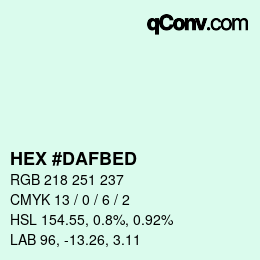 カラーコード: HEX #DAFBED | qconv.com