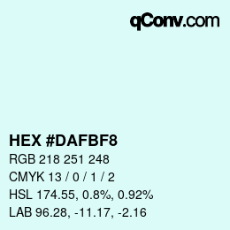 Color code: HEX #DAFBF8 | qconv.com