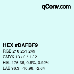 颜色代码: HEX #DAFBF9 | qconv.com