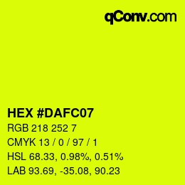 Color code: HEX #DAFC07 | qconv.com