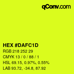 颜色代码: HEX #DAFC1D | qconv.com