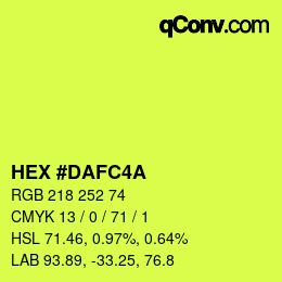 Color code: HEX #DAFC4A | qconv.com