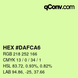 颜色代码: HEX #DAFCA6 | qconv.com