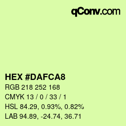 カラーコード: HEX #DAFCA8 | qconv.com