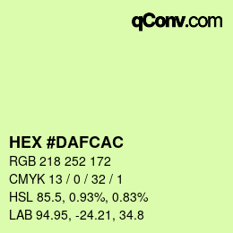 カラーコード: HEX #DAFCAC | qconv.com