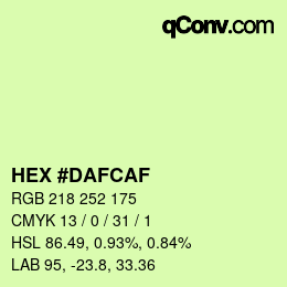 カラーコード: HEX #DAFCAF | qconv.com