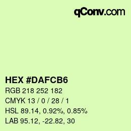 カラーコード: HEX #DAFCB6 | qconv.com