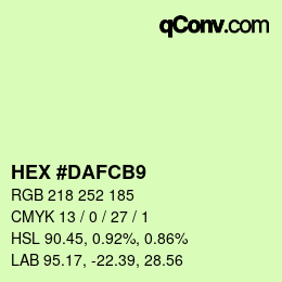 Color code: HEX #DAFCB9 | qconv.com