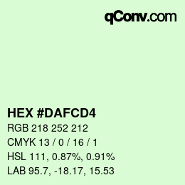 カラーコード: HEX #DAFCD4 | qconv.com