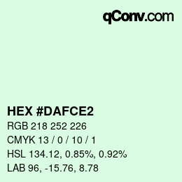 カラーコード: HEX #DAFCE2 | qconv.com